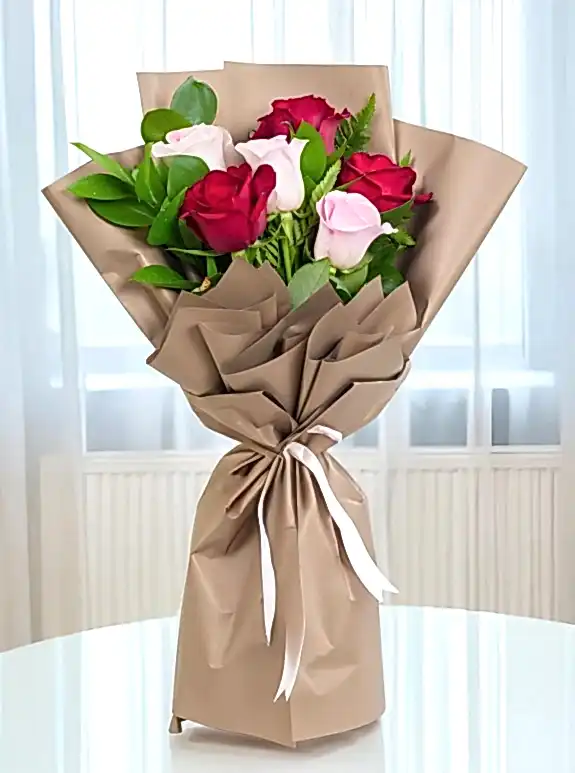 7 Adet Gül Buketi Pembe ve Kırmızı